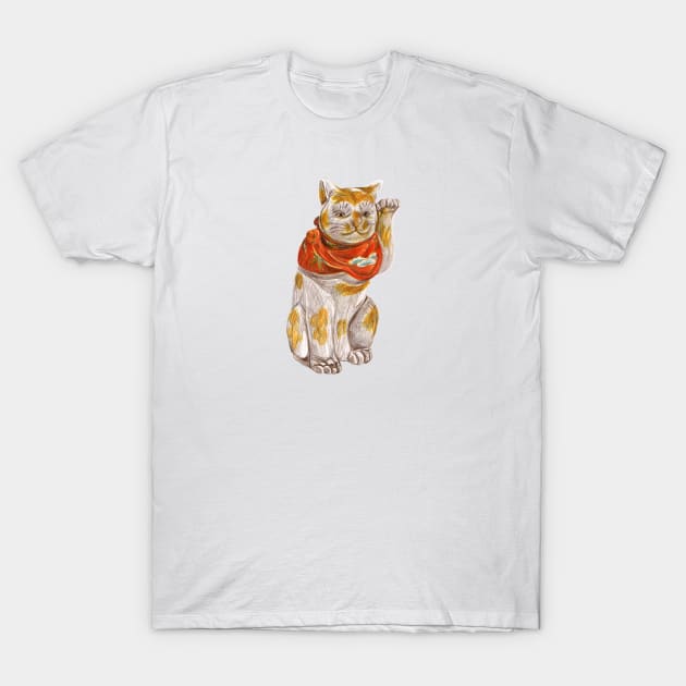 TITILEIN Lucky Cat Drawing T-Shirt by TITILEIN